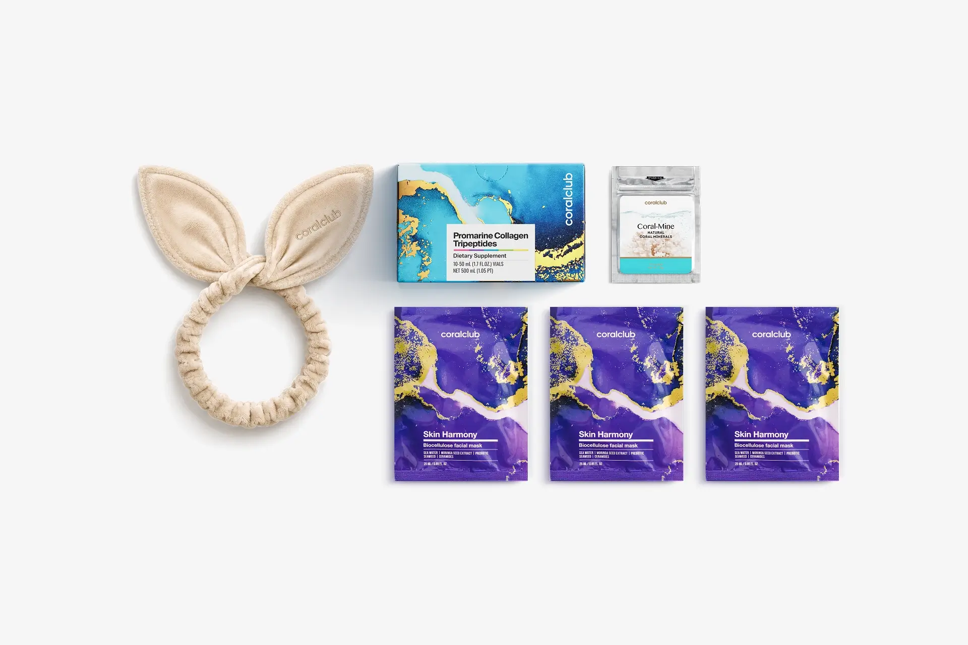 In & Out Starter Pack Promarine Collagen Tripeptides (10 vials) + Skin Harmony Facial Mask (3 pcs.)